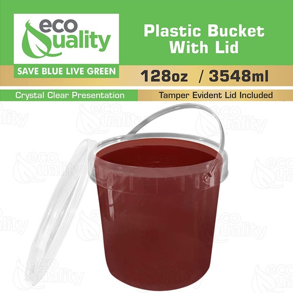 1 Gallon Ice Cream Tub Clear Bucket With Handle and Detachable Lids 128 Oz  -  Finland