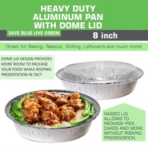 Disposable 9x13 Heavyweight Aluminum Foil Pans Half Size Deep Pans with Dome Lids| 10 ct