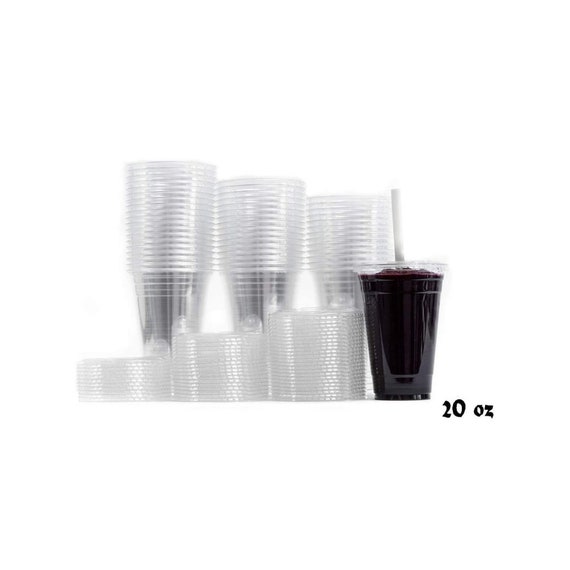 PET Clear Plastic Cups With Lids and Straws For Cold Drinks at Parties