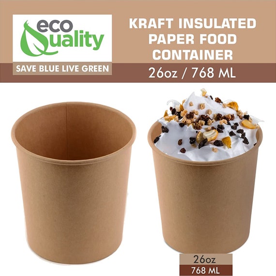 Disposable White Paper Soup Containers with Plastic Lids - White Ice C –  EcoQuality Store
