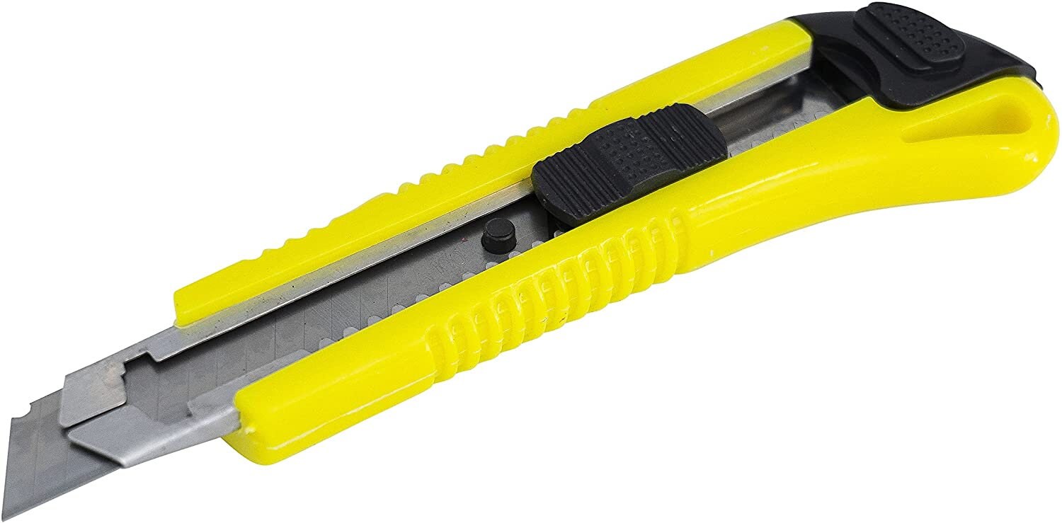 Green, Red, or Yellow 18mm Utility Knife Retractable Box Cutter for  Cartons, Boxes, Cardboard 