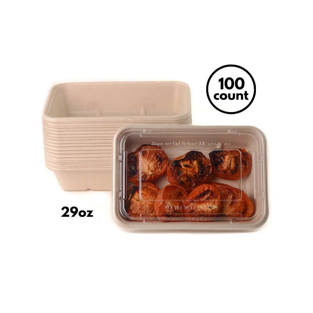 100% Compostable Clamshell Take Out Food Containers [6x6 50-Pack