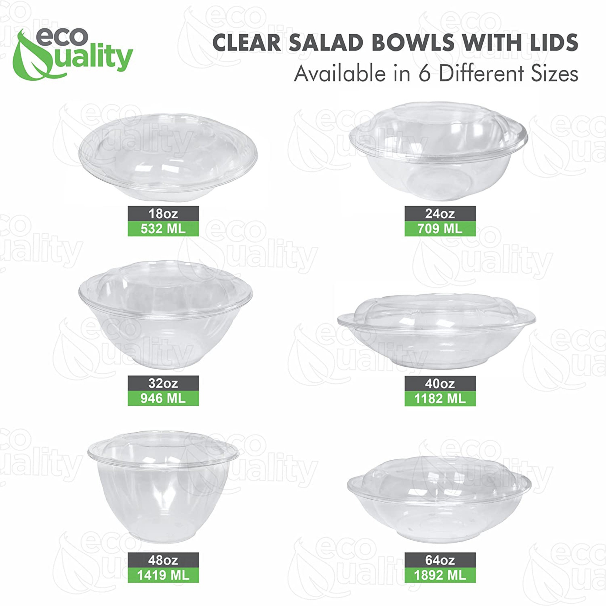 18 Oz. Clear Plastic Salad Bowls With Airtight Lids BPA Free Etsy