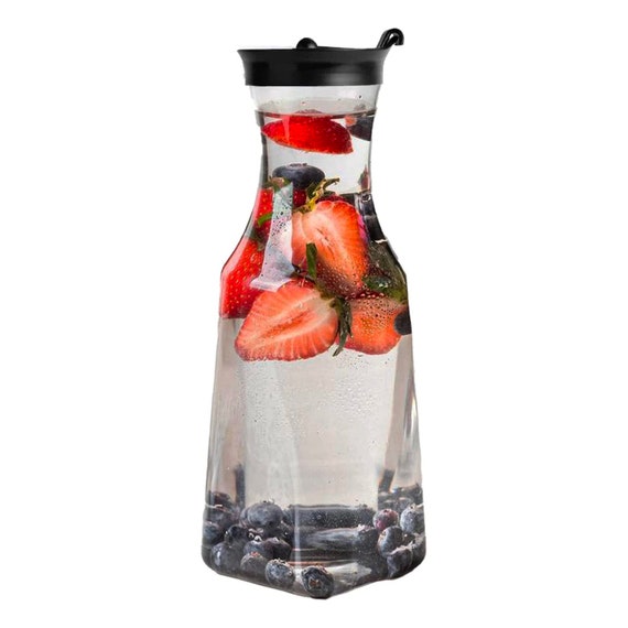 [1 PACK] Clear Plastic Heavy Duty Pitcher - Large Water Carafes, Plastic  Bottles with Flip Top Lid, Beverage Pitchers with Lid - BPA Free Plastic
