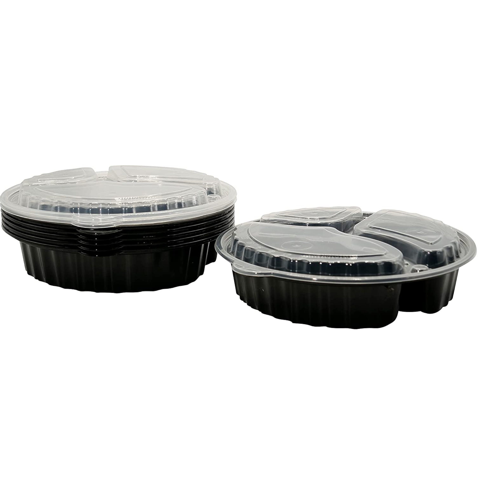 33oz 3 Compartment Round Meal Prep Containers With Lids Black Reusable  Bento Box -  Israel