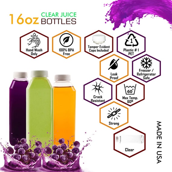 16Oz 10 Pack Juice Bottles, Glass Bottles Juicing Bottles with Airtight  Lids, S