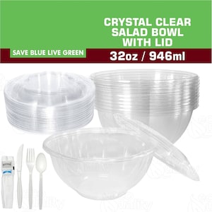 96 oz. Clear Diamond Design Round Disposable Plastic Bowls (24 Bowls)