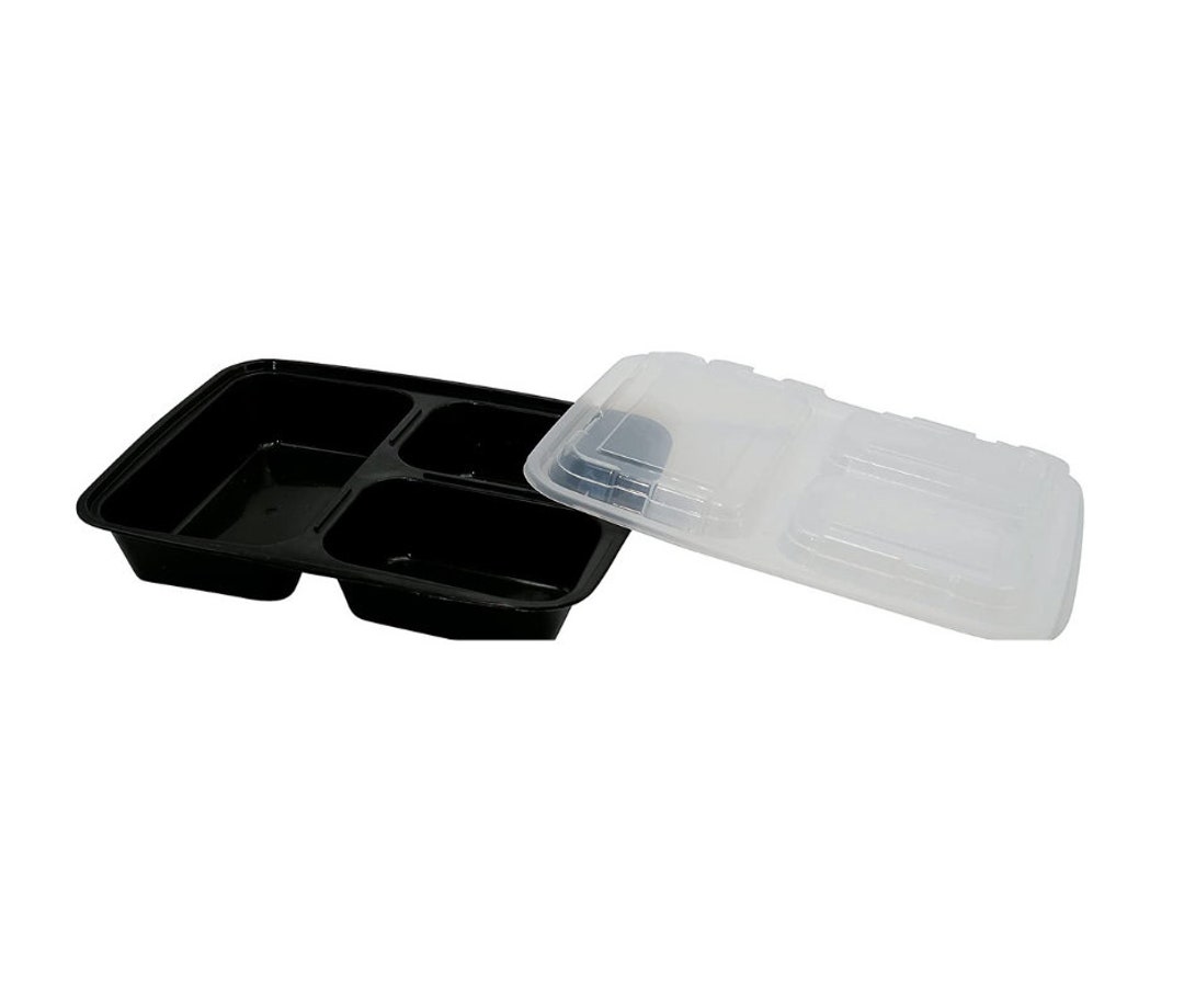 *BULK* 16oz Black Rectangular Microwavable MealPrep Containers With Clear  Lids