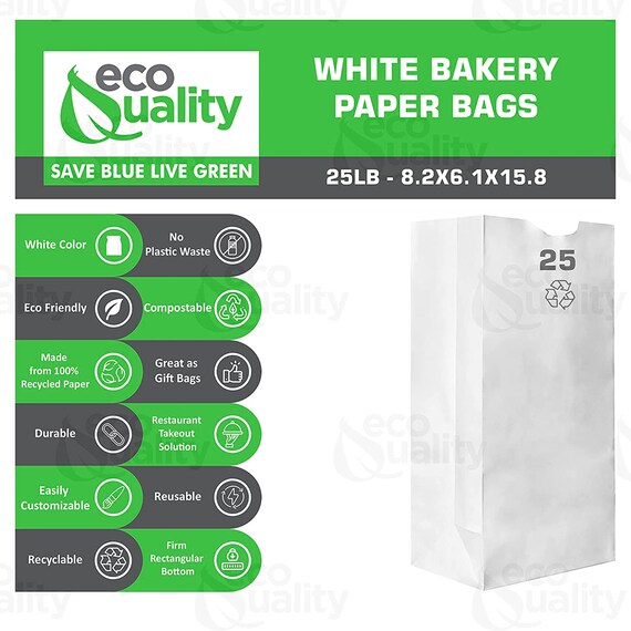 Paper Lunch Bags 6LB White Paper Bags 6LB Capacity Kraft White