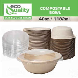 EcoQuality 16 oz Disposable Round Black Plastic Bowls Edge Collection 120 Guests EcoQuality