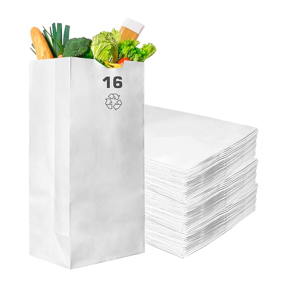 Paper Lunch Bags 6LB White Paper Bags 6LB Capacity Kraft White Paper Bags,  Bakery Bags, Candy Bags, Lunch Bags, Grocery Bags, Craft Bags 