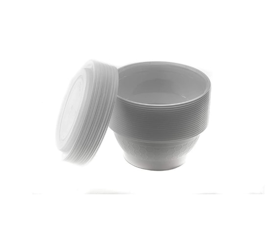 Meal Prep Containers White Round Bowls With Lids 40 Oz. 