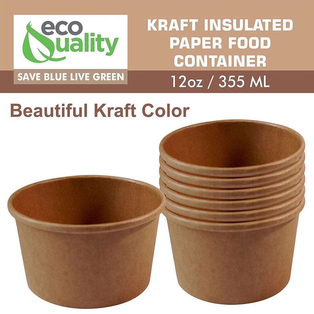 12 Oz. Disposable Brown Kraft Paper Soup Containers Etsy