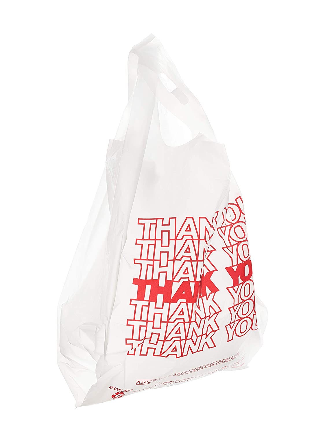 THANK YOU To Go Bags 22 x 12 x 6 1/2 White Plastic Shopping