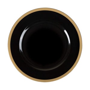 10 Black Disposable Plastic Plates, Round Dinner Plates, Heavy