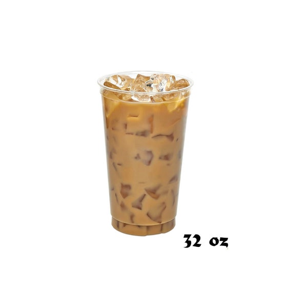 [200 Count] 16 oz Clear Plastic Disposable PET Cups with Lids | Crystal  Clear PET Cup | Cold Smoothie | Iced Coffee Go Cups | Ideal for Coffee