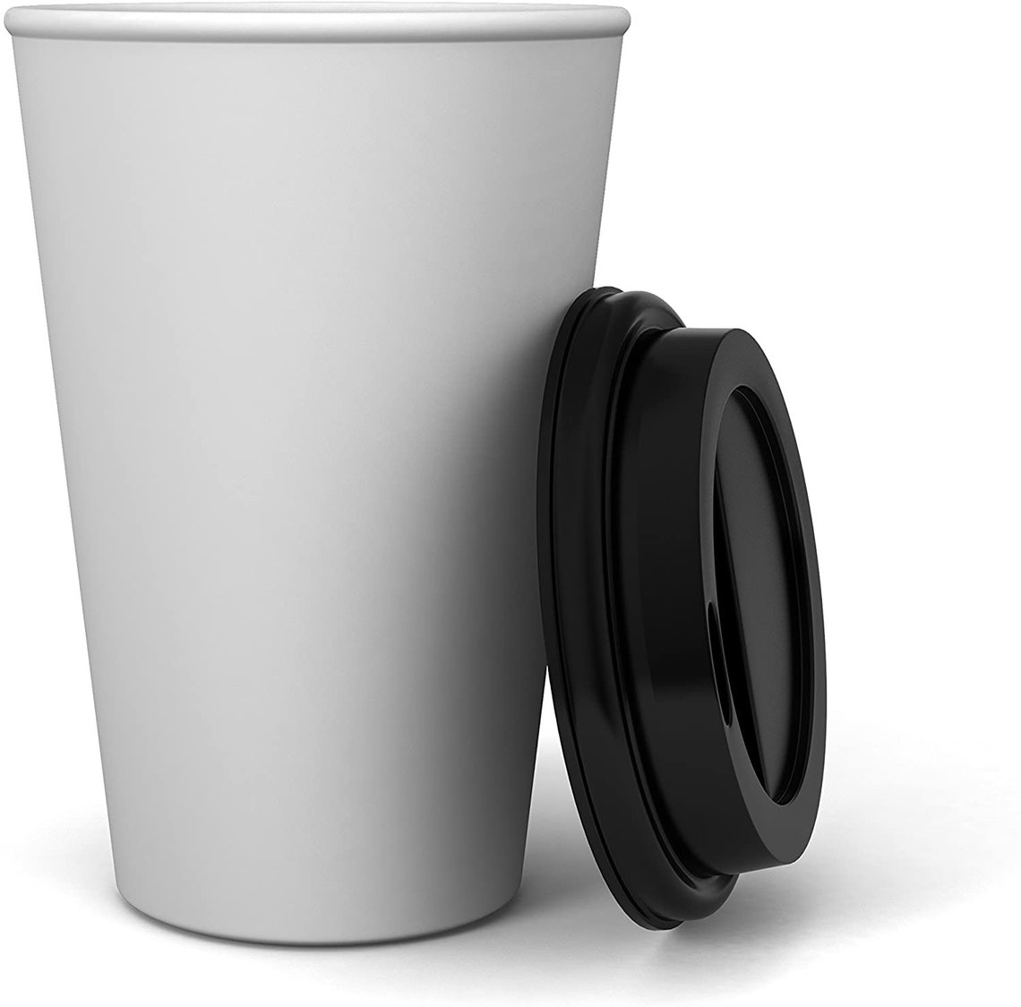 White 100 Pack 10oz Paper Coffee Cups With Black Dome Lids Etsy