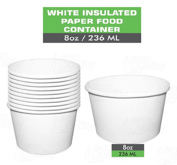 Disposable White Paper Soup Containers with Plastic Lids - White Ice Cream  Containers / Yogurt Cups with Plastic Lids (8oz, 12oz, 16oz, 26oz, 32oz)