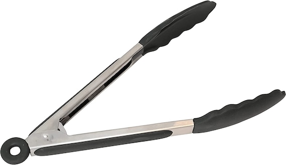 Premium Stainless Steel Kitchen Tongs With Silicone Tips With Locking 9  Inch 