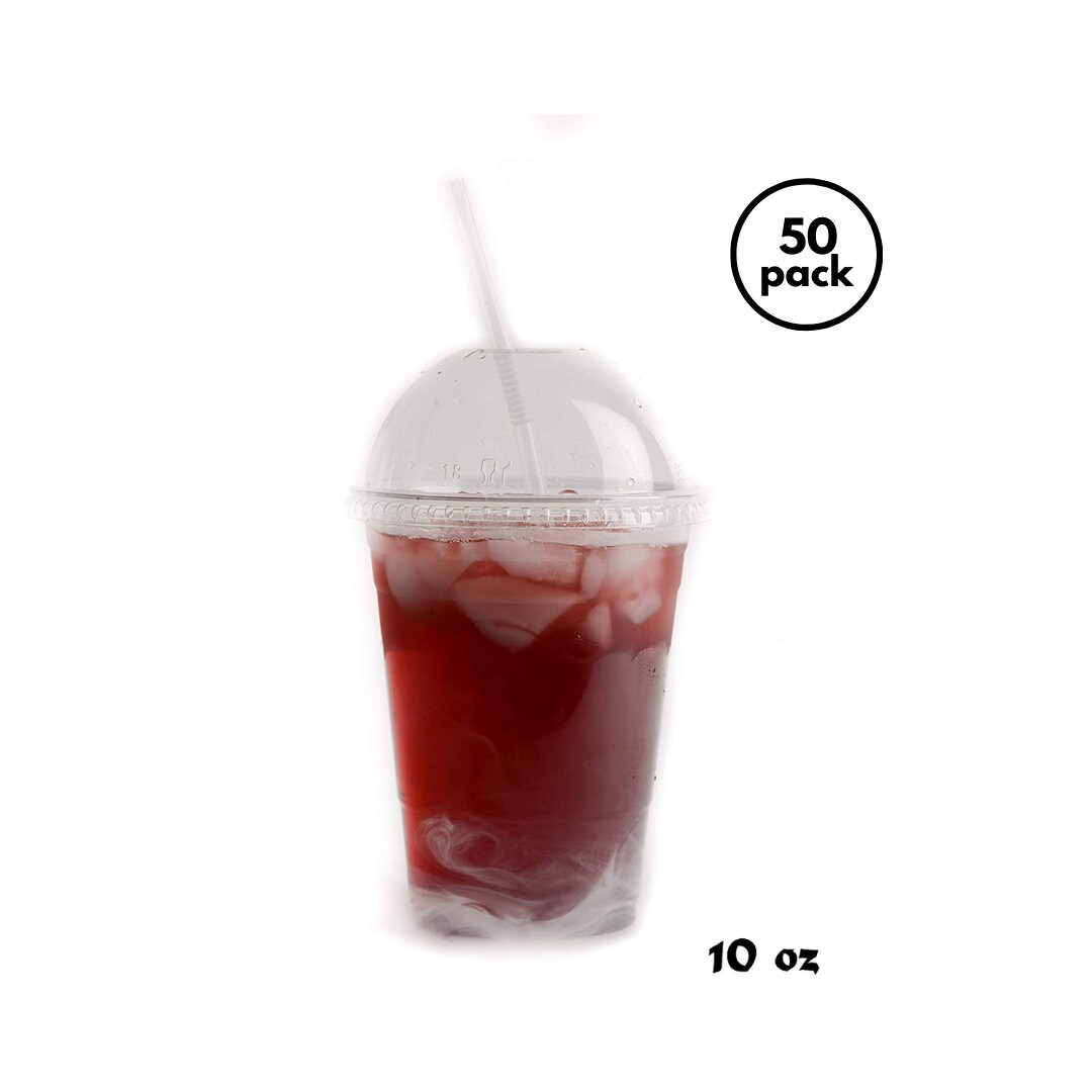 16 oz Clear Plastic Cup - Iced Cold Drink Coffee Tea Juice Smoothie Bubble Boba Frappucino, Disposable, Mediuim size, No Lid [50 Pack]