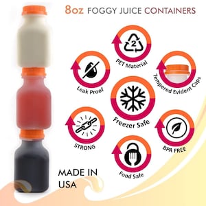 8 oz. 12 oz. 16 oz. Empty Plastic Juice Bottles with Tamper-Evident Caps (Multi-Variation)