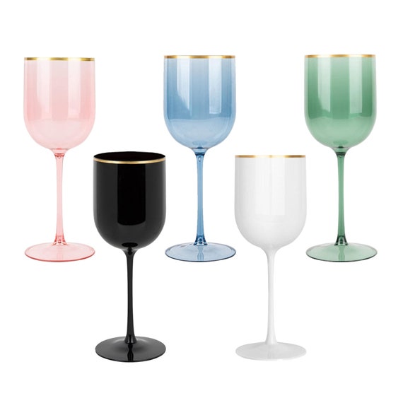 Metallic-Look Gold Acrylic Plastic White Wine Glass; BPA-Free