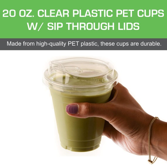 20 Oz Cups Iced Coffee Go Cups and Sip Through Lids Cold Smoothie