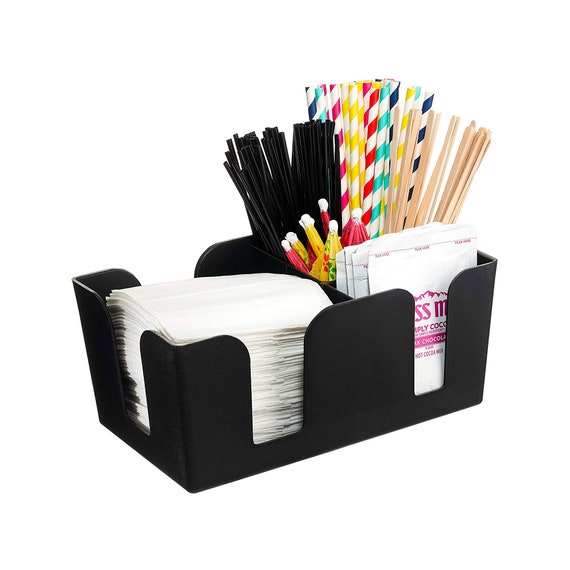 Bar Caddy With 6 Compartments, Plastic Bar Organizer 