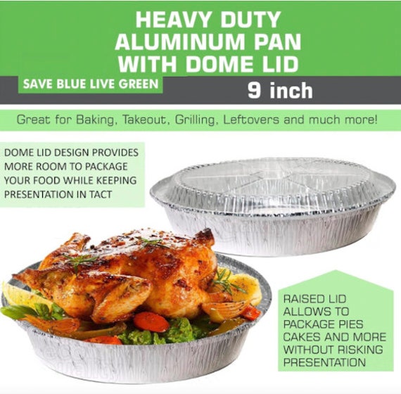 Disposable Round Aluminum Foil Take-out Pans With Plastic Lids 9 Inch. 