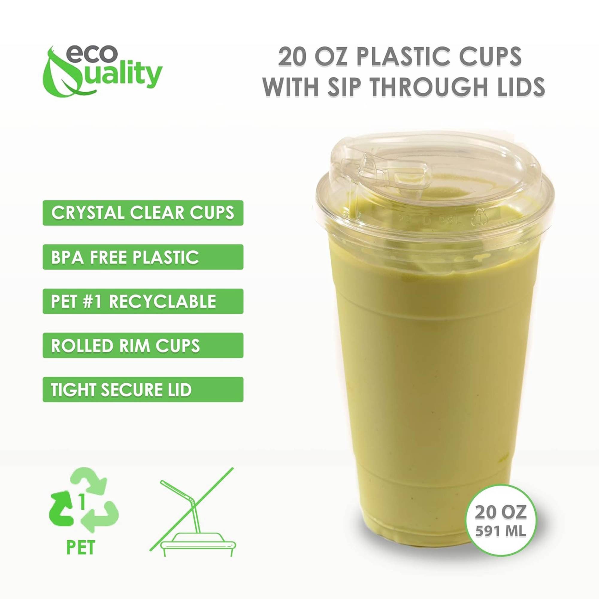 [100 SETS] 32 oz Clear Plastic Cups with Lids and STRAWS, Disposable  Drinking Cups for Cold Drinks, Iced Coffee, Milkshakes, Smoothies