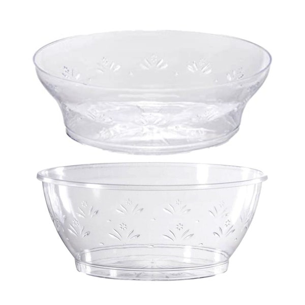 Crystal Clear Heavy Duty Disposable Plastic Salad Bowls Selection 6oz & 10oz