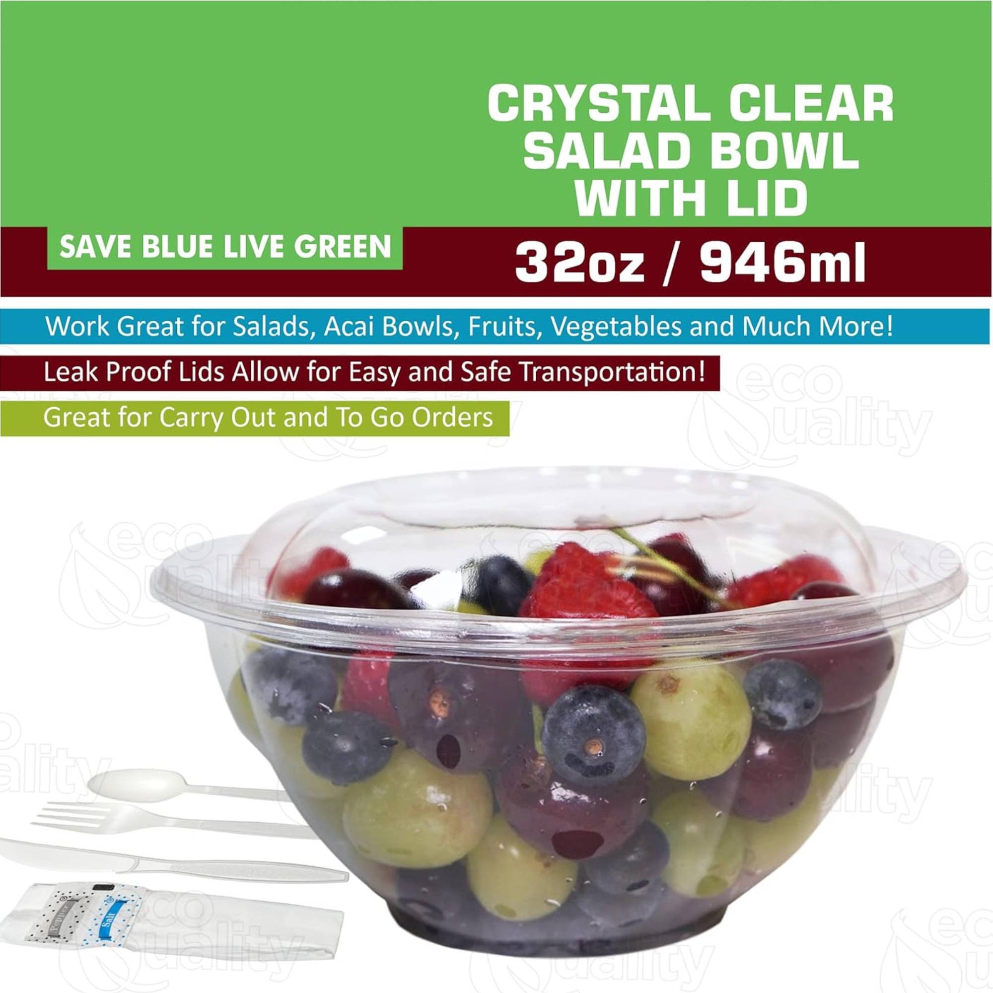 100 PACK] 48oz Clear Disposable Salad Bowls with Lids - Clear Plastic  Disposable Salad Containers for Lunch To-Go, Salads, Fruits, Airtight, Leak  Proof, Fresh, Meal Prep