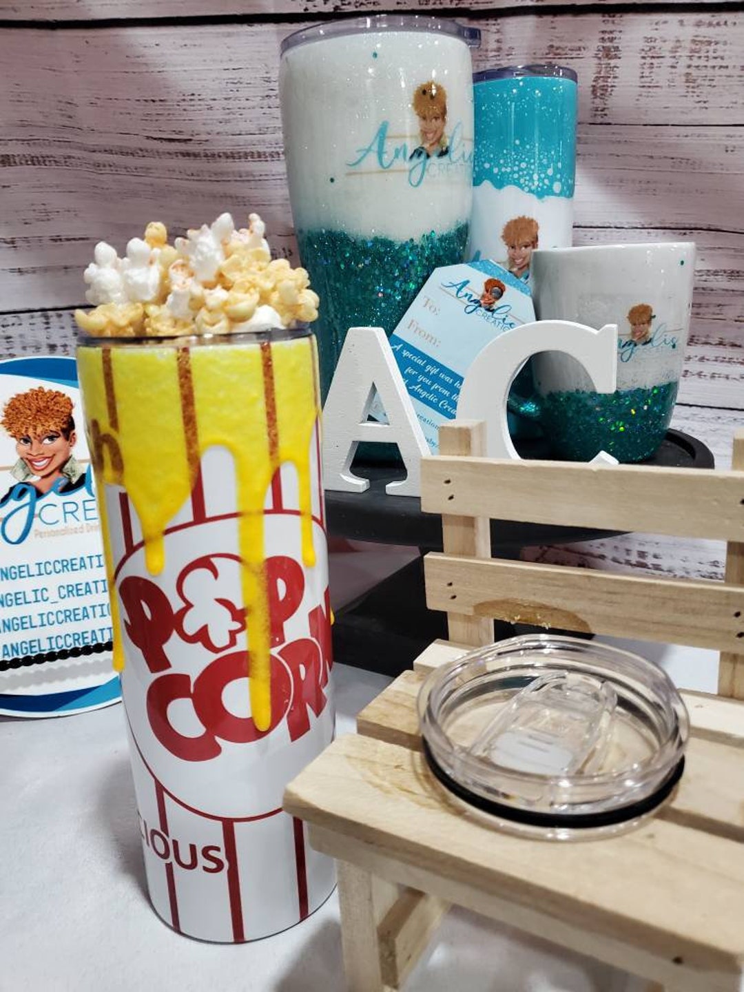 Popcorn Topped Tumblers Circus Tumbler Shit Show Tumler Etsy