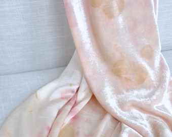 Silk & Silk Velvet Blanket | Bedding | Throw Blanket | Botanical Dyed Pink | Charmeuse silk | Silk Velvet | Custom available Active