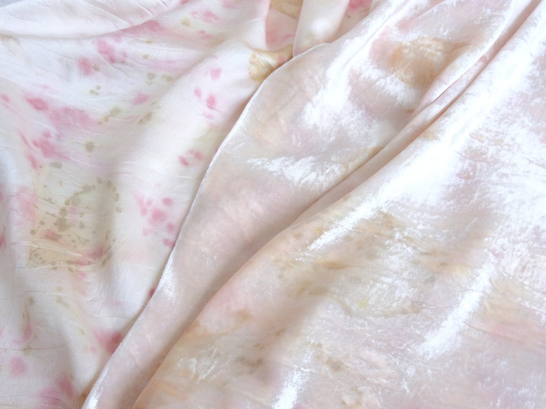 Silk & Silk Velvet Blanket Bedding Throw Blanket Botanical Dyed Pink Charmeuse silk Silk Velvet Custom available Active image 3