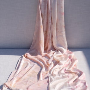 Silk & Silk Velvet Blanket Bedding Throw Blanket Botanical Dyed Pink Charmeuse silk Silk Velvet Custom available Active image 4