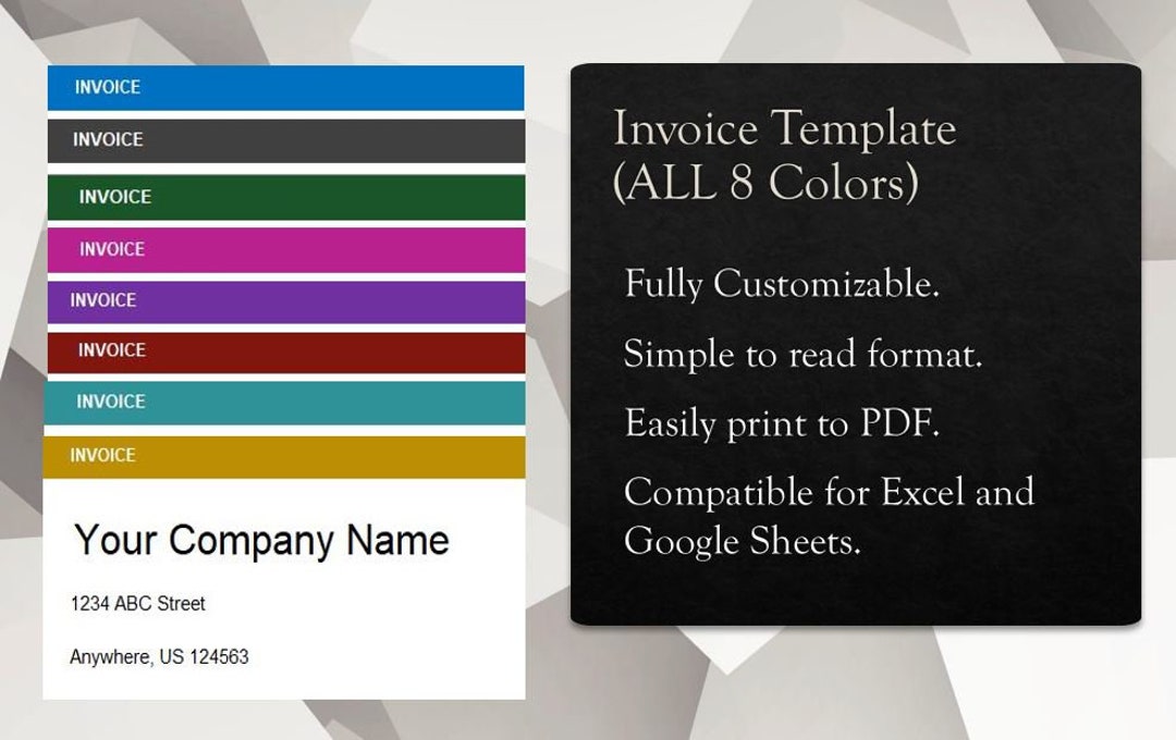 Invoice Template ALL 8 Colors - Etsy