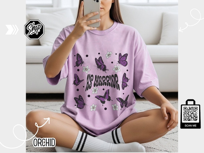 HS Warriors Butterflies Retro Style T-shirt | Hidradenitis Suppurativa Awareness image 1