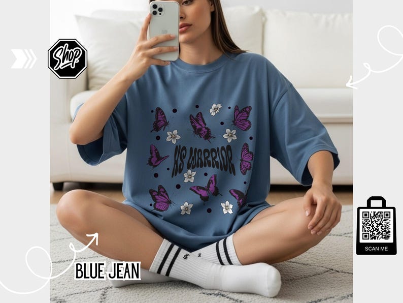 HS Warriors Butterflies Retro Style T-shirt | Hidradenitis Suppurativa Awareness image 4