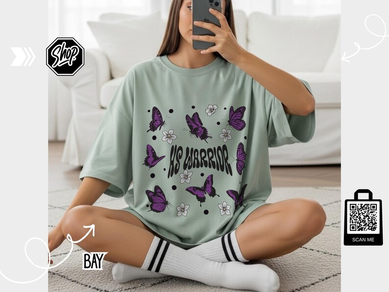 HS Warriors Butterflies Retro Style T-shirt | Hidradenitis Suppurativa Awareness image 3