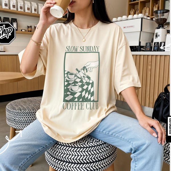 Slow Sunday Coffee Club T-Shirt | Cozy Morning Coffee Graphic Tee