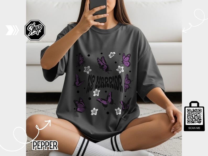 HS Warriors Butterflies Retro Style T-shirt | Hidradenitis Suppurativa Awareness image 9