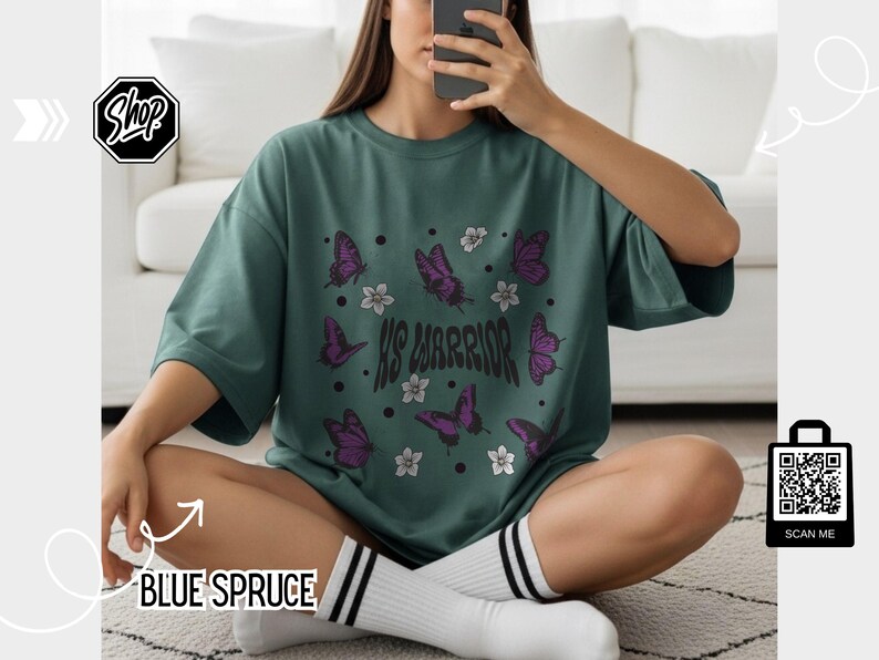 HS Warriors Butterflies Retro Style T-shirt | Hidradenitis Suppurativa Awareness image 2