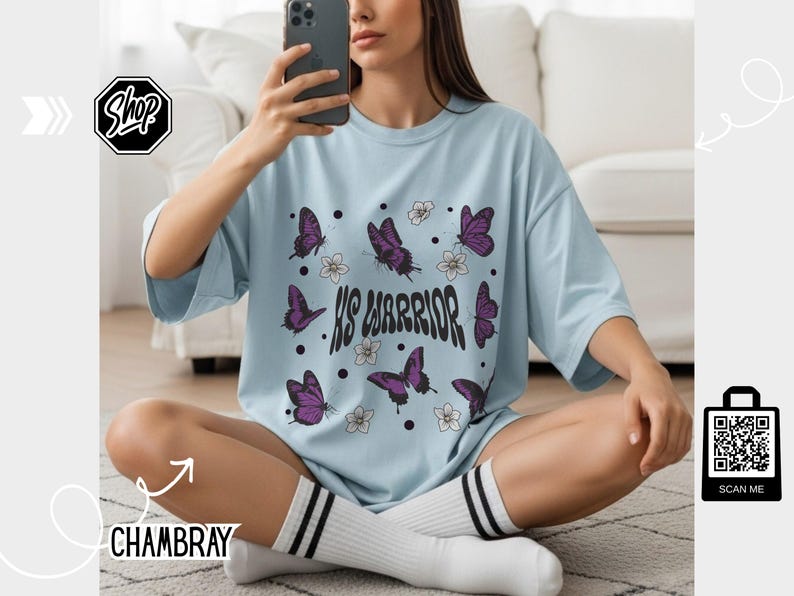 HS Warriors Butterflies Retro Style T-shirt | Hidradenitis Suppurativa Awareness image 5