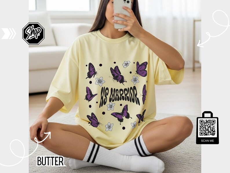 HS Warriors Butterflies Retro Style T-shirt | Hidradenitis Suppurativa Awareness image 11