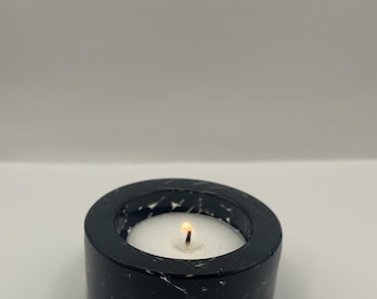 Black Obsidian Tealight Candleholder | Resin | Candleholder |Tealight | Crystals