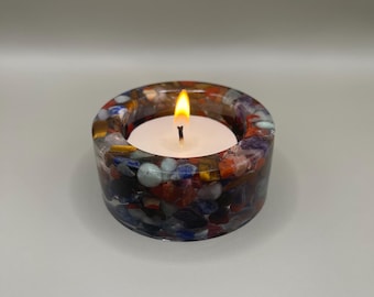 Chakra Resin Tealight Candleholder | Votive | Chakra Crystal | Resin | Crystals | Home Decor