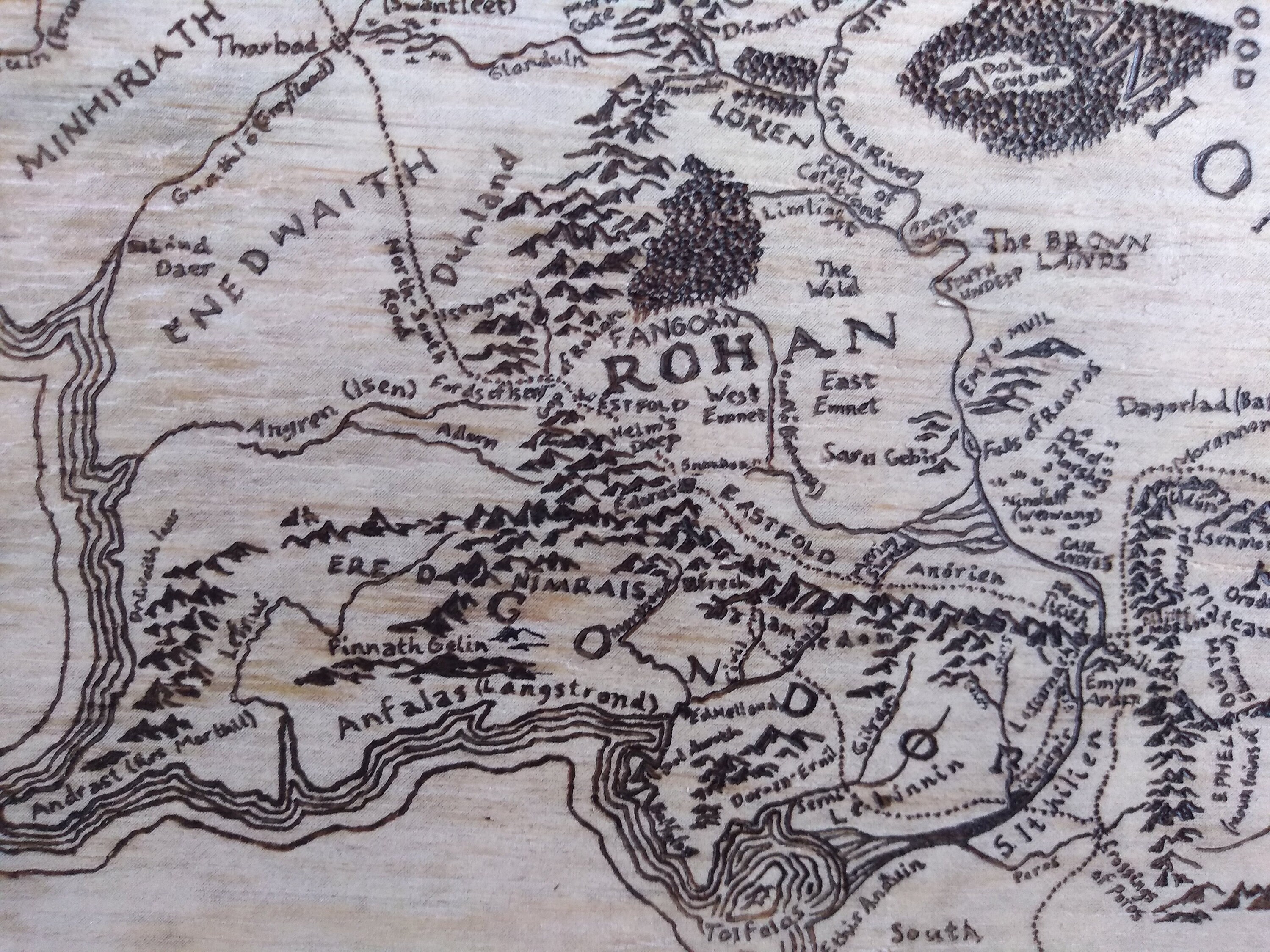 Hand Wood Burned Map of Middle Earth from Lord of the Rings Etsy