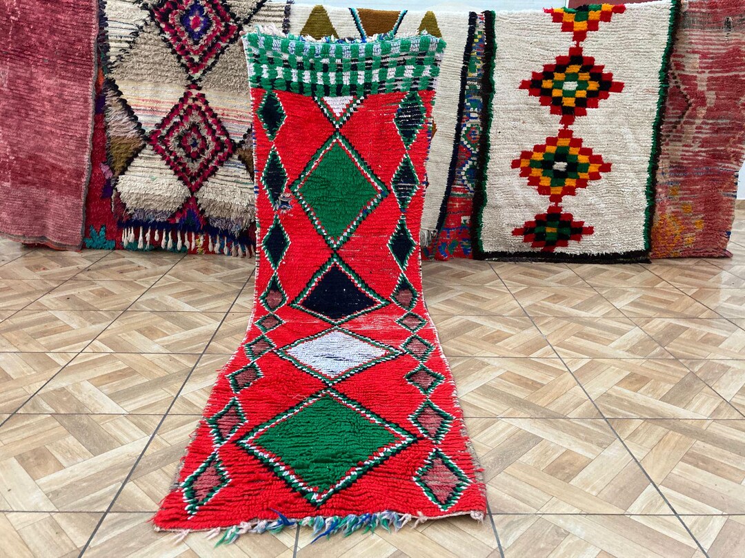 Boho Rug Simple Red Bohemian Red Wool Rug 72x240 Cm, Rug Runner for Hallway, Floor Carpet ...