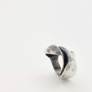 Vintage modernist ring, oxidized jewelry ring, minimalistic silver ring, unique handmade jewelry, birthday gift for best friend female, art image 7